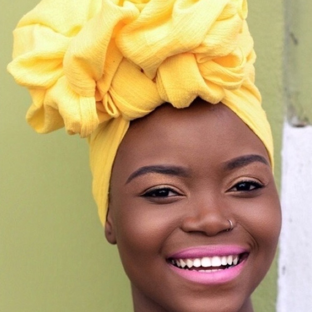 🌸 SUNSHINE YELLOW HEAD WRAP TURBAN SCARF CAP BOHO CHIC MULTIPURPOSE HEADWRAP - Picture 3 of 8